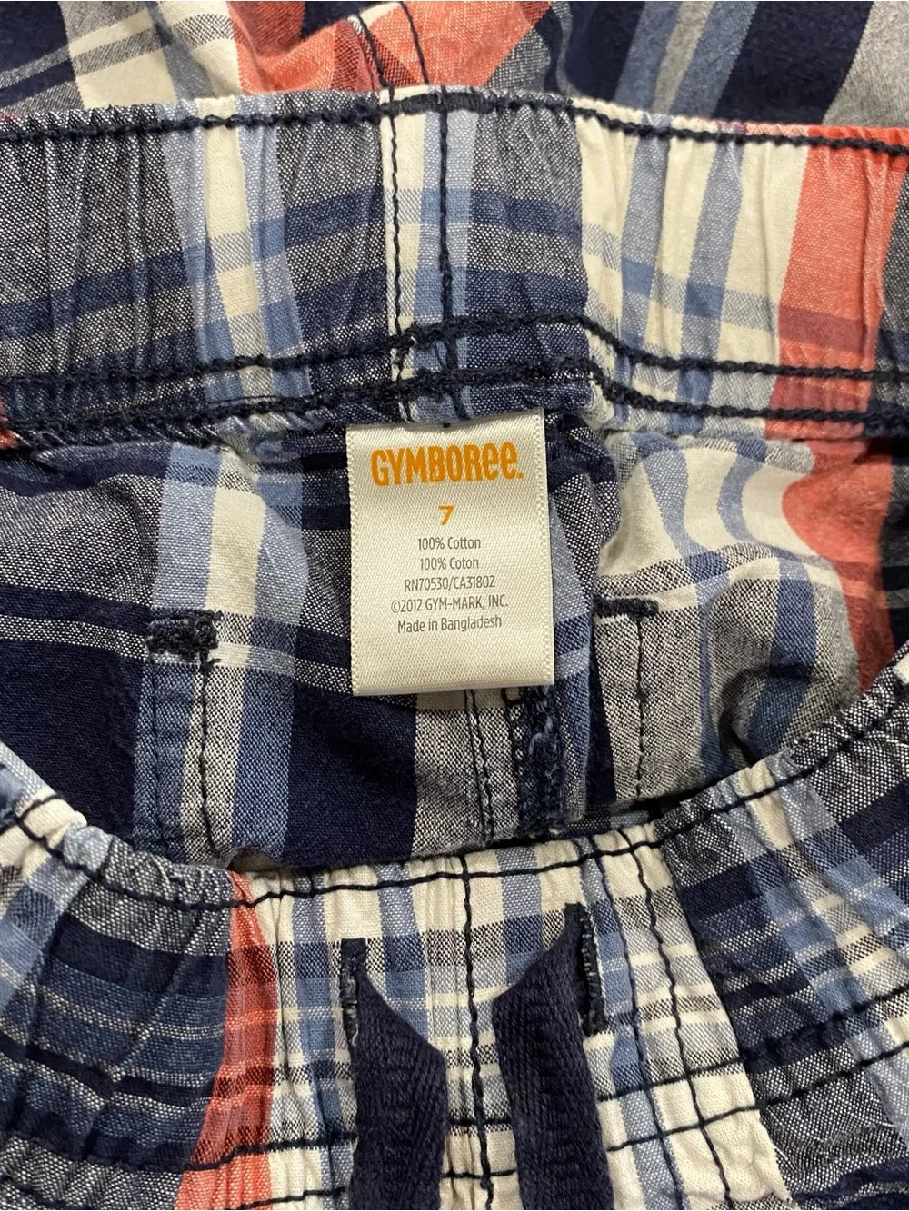 Gymboree Boys Patriotic Red White Blue Plaid Short Set Size 7